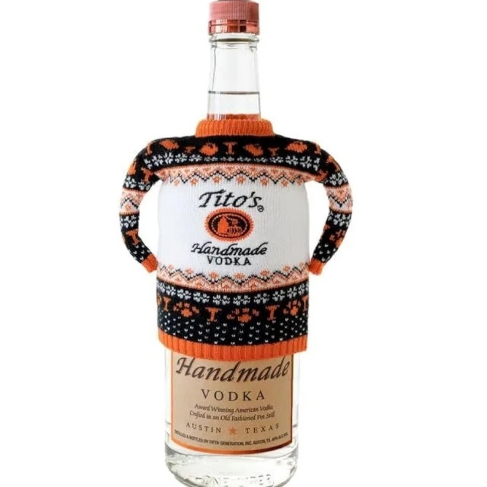 Tito's Vodka Thermo- Koozie Sweater Hoodie White/ Orange RARE LIMITED ED NEW NWT